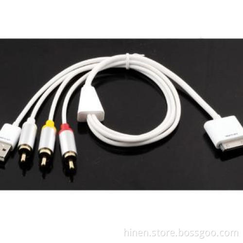Apple MFi Composite AV Cable with USB for Apple Device.